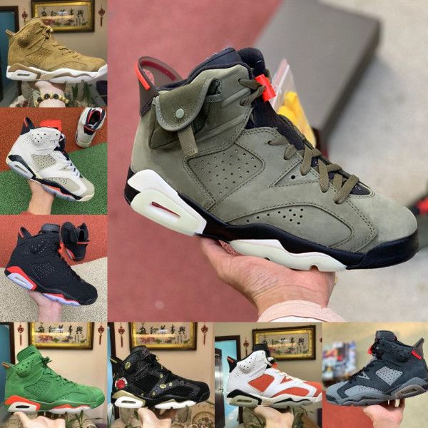 dmp travis scotts olive 6 6s men basketball shoes unc tinker reflect silver flight nostalgia jumpman black infrared sports sneaker trainers